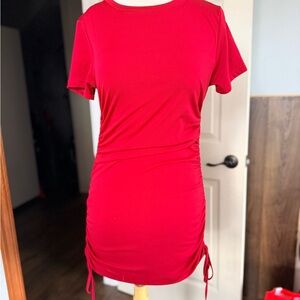 Elegant Red Ruched Dress